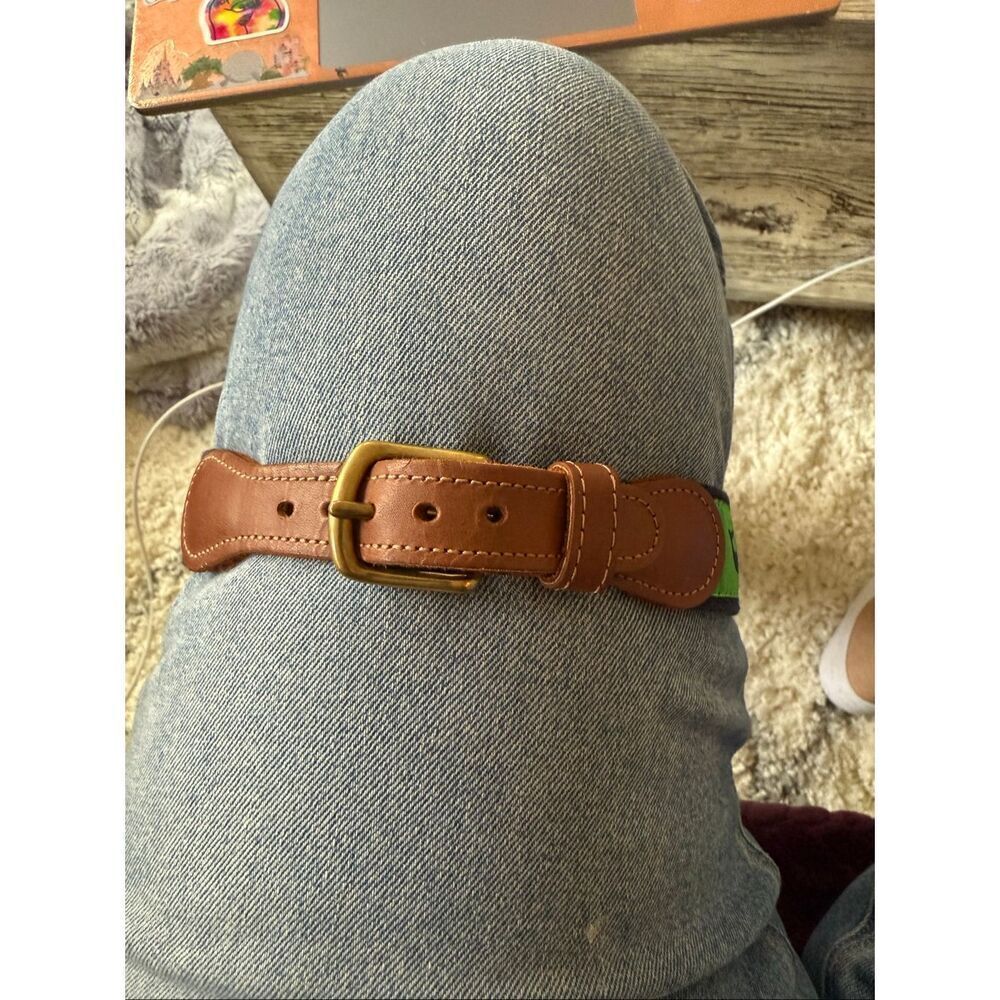 J. Bailey Navy & Green Whale Ribbon Belt sz 20 EUC